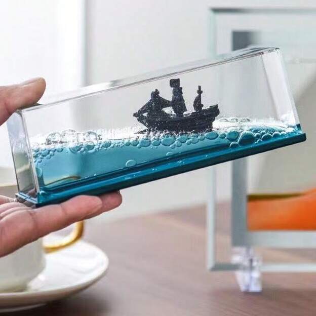 Unsinkable Pirate Ship Liquid Desk Decor